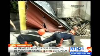 Al menos 87 muertos y cerca de 200 heridos tras terremoto de magnitud de 72 en Filipinas [upl. by Aicenav]