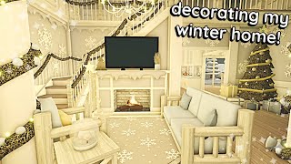 Decorating My WINTER Family House in Bloxburg Part 2 [upl. by Elum]