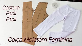 COMO FAZER CALÇA MOLETOM FEMININA ELÁSTICO E NERVURAS [upl. by Yrffej]