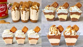 4 Easy NO BAKE Lotus Biscoff dessert cup recipes Easy and Yummy [upl. by Nuahsyt]