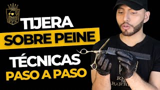 COMO CORTAR CON TIJERA SOBRE PEINE PASO A PASO✂️ CURSO DE BARBERÍA [upl. by Okramed]