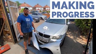 BMW E91 330d msport how to replace headlight and windscreen washer jets pump [upl. by Eiveneg]