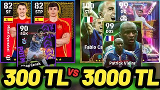 300 TL VS 3000 TL KADRO  EFOOTBALL 2025 MOBİLE [upl. by Dorian489]