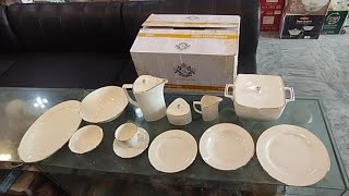 Bumper offer on White Gold Fine Bone China Dinner set ButtCrockery [upl. by Berkow30]