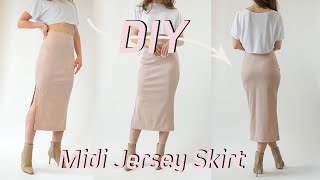 DIY Stretch Midi Skirt  Beginner Friendly Sewing Tutorial  Pia Skirt [upl. by Keiko250]