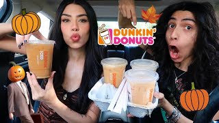 Trying Dunkins NEW FALL MENU ITEMS [upl. by Ruhtracam854]