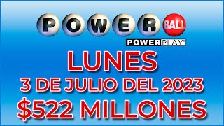 Resultados Powerball Lunes 3 de Julio del 2023 522 Millones de dolares [upl. by Aekan96]