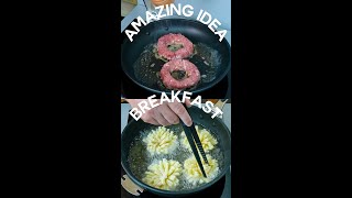 Amazing idea for breakfast Egginahole Burger with crispy fried potato flowers Miarti Chef🍳 [upl. by Jobie]