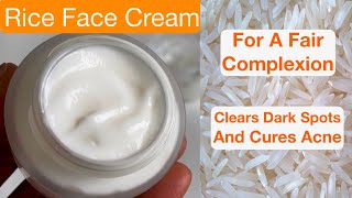 Homemade RICE Face Cream And Moisturiser With Homemade Rice Starch Dries Acne Clears Dark Spots [upl. by Judi]