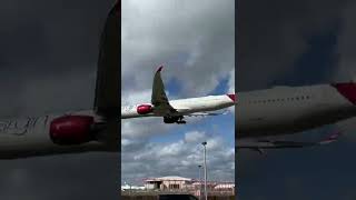 Virgin Atlantic Airbus A3501000 XWB VS24 Landing  London Heathrow 27L shorts [upl. by Bowers]