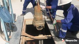 Installation of submersible pump using pipe rail guided method [upl. by Asare]