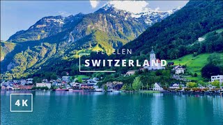 Switzerland in 4K  Walking video in beautiful Fluelen Fluelen to Bauen Ferry ride [upl. by Anirbac]