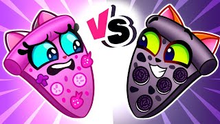 🖤 Pink vs Black 💗 Pizza Yummy Kids Cartoons by PurrPurr Tails 🐾 [upl. by Annaed553]