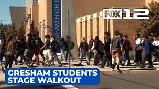 Gresham HS students stage walkout over handling of student with loaded gun [upl. by Neeruan760]