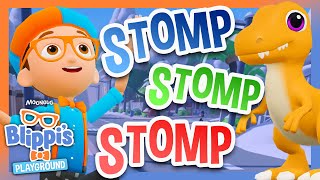 Blippi Dino Dance Stomp Stomp Stomp Dinosaur Roblox Songs [upl. by Flanna]