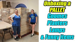 Unboxing a pallet of Gnomes Planters Lamps and much more HookedonPickincom [upl. by Cyprio320]