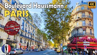 🇫🇷 PARIS Boulevard Haussmann Amasing Walking Tour 4K60 fps [upl. by Krenn]