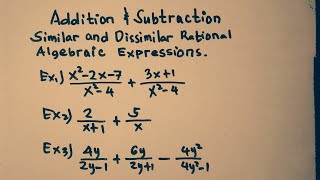 Addition and Subtraction Similar and Dissimilar Rational Algebraic Expressions in Tagalog [upl. by Flor801]