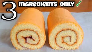 Easy Swiss Roll  Cake Roll  Only 3 Ingredients  Simple Swiss Roll Recipe [upl. by Bohi]