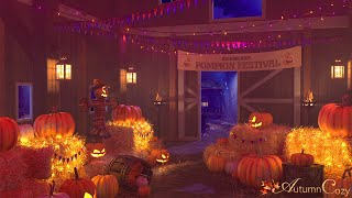 Pumpkin Festival Autumn Evening Ambience Nature Sounds Fire Sounds Soft Wind [upl. by Drahsir188]