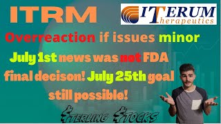 ITRM stock update July 25th goal FDA approval intact If minor issue could be easy fix amp approved [upl. by Nylisoj]