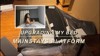 Mainstays Upholstered Platform Bed Review [upl. by Afas719]