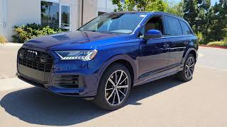 Audi Q7 55 TFSI Quattro 2023 in Navarra Blue Metallic with Saiga Beige Interior [upl. by Rede]