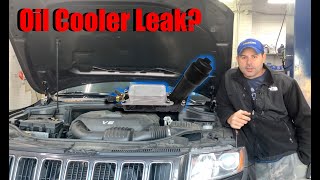 How to replace oil cooler  Oil filter housing Oil Leak 2015 Jeep Grand Cherokee Pentastar 36L [upl. by Jurgen]