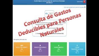 Consulta Gastos Deducibles Renta Anual Persona Natural [upl. by Hortense]