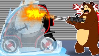 Rescue  Repairing a car frozen in ice Using a Flamethrower and Hammer  The Bear Garage Animation [upl. by Hazelton]