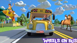 wheels on the bus  cartoon nursery rhymes  kids learning cartoons  baby bus song [upl. by Mori]