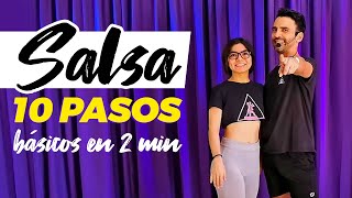 10 pasos básicos de salsa en 2 minutos ¿Bailas salsa ¡Inténtalos con tu pareja [upl. by Alexandrina637]