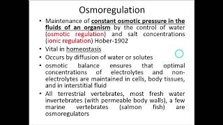 Osmoregulation Osmoconformation Euryhaline and Stenohaline organisms Dr Seema Menon [upl. by Amak]