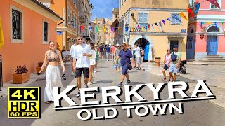 Kerkyra Old Town Corfu  Shops Restaurants in 4K 60fps HDR UHD 💖 The best places 👀 Walking tour [upl. by Ettedualc]