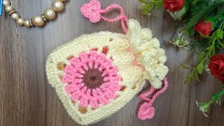 GORGEOUS  ⚡💯💯 New Crochet mini pouch  mini string bag  string bag for beginners crochetABC [upl. by Alor]