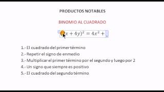 Binomio al cuadrado Productos Notables [upl. by Jeffries448]