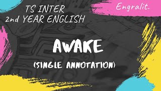 AWAKE  SINGLE ANNOTATION  TS INTER 2ND YEAR  ENGLISH  NEW SYLLABUS [upl. by Nasah]