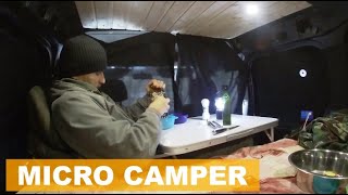 Cold Stealth Camping in Micro Camper Ford Transit Connect [upl. by Anialam]