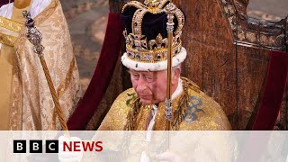 Moment HM King Charles III is crowned in Coronation ceremony  BBC News [upl. by Saihtam]