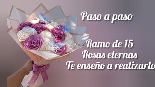 fácil y rápido ramo de 15 rosas eternas tutorial rosaseternas rosasdeliston pasoapaso [upl. by Nivat490]