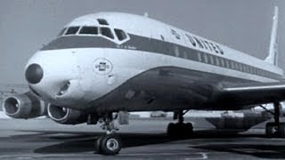 United Douglas DC8  quotChicago to Los Angelesquot  1965 BampW Version [upl. by Avid501]