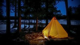 2 Nights Solo Winter Hot Tenting  Algonquin Park  Mew Lake [upl. by Aztilem]