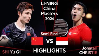 SEMI FINAL  SHI Yu Qi CHN vs Jonatan CHRISTIE INA  China Masters 2024 Badminton [upl. by Ikim]