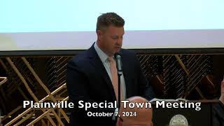 Plainville Special Town Meeting 1072024  Discussion of Articles 1 and 2 [upl. by Lucian796]