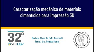 SIICUSP 2024 Caracterização mecânica de materiais cimentícios para impressão 3D [upl. by Redan]