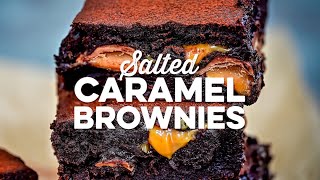 Salted Caramel Brownies  Supergolden Bakes [upl. by Nonregla685]