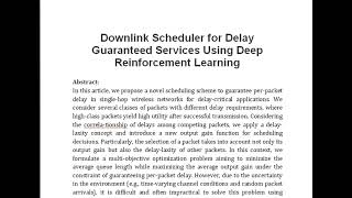 Downlink Scheduler for Delay Guaranteed Services Using Deep Reinforcement Learning [upl. by Ainel]