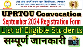 Uprtou  Convocation Sep 2024 Registration Form  List of Eligible Students  Full Process [upl. by Anaerb]