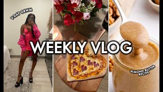 WEEKLY VLOG Valentine’s Day GRWM Homemade Almond Butter Recipe Kitchen Organization Tanicha Rose [upl. by Sitoiganap]