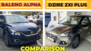 Suzuki Dzire Zxi plus vs Suzuki Baleno Alpha 2022 Comparison l Dzire vs Baleno 2022 l MRCars [upl. by Berstine397]